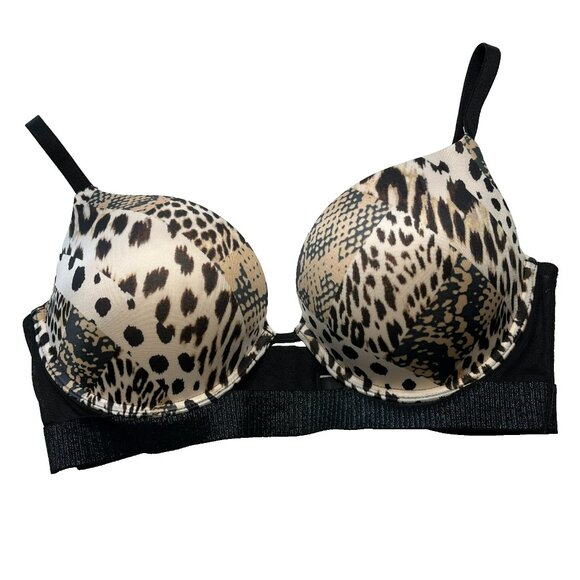 Victorias Secret Very Sexy Push Up Bra 36C Underwired Animal Print - Picture 1 of 7